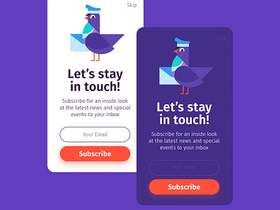 Subscribe screens app character dove illustration mobile mobile design screen subscribe ui vector