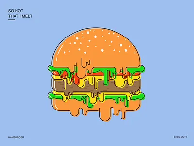 So hot that i melt_Hamburger 2019 climate change design food global warming hamburger idea illustration vector