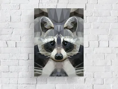 Low Poly Illustration abstract adobe illustrator adobephotoshop design drawing illustration low poly low poly lowpoly lowpolyart particles polygon raccoon raccoons vector wall art