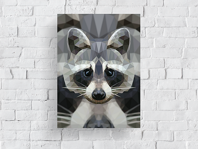 Low Poly Illustration abstract adobe illustrator adobephotoshop design drawing illustration low poly low poly lowpoly lowpolyart particles polygon raccoon raccoons vector wall art