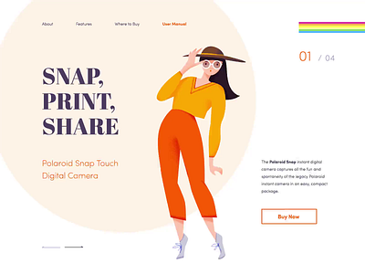 Landing page - Polaroid animation clean colors design illustration landing minimal ui ux web