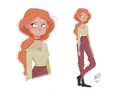 A Girl With Orange Hair girl illustration