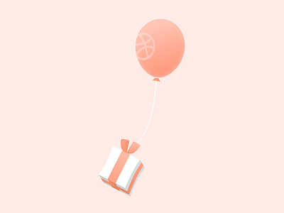 Invite animal crossing balloon dribbble dribbble invitation dribbble invite floating gift illustration pink present ribbon vector white