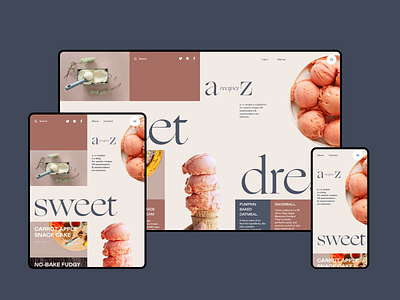 Dessert Recipes Blog Design blog cooking design design studio dessert graphic design grid interaction interface ipad mobile recipe responsive design sweets ui user experience ux web web design web interface