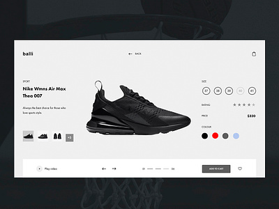 Card in a sports shoe store スポーツ靴店 black design shoes shop shopping sport ui ux web website