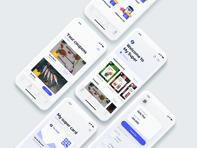 Supermarket App app app design bottom navigation brand card clean design homescreen icons ios iphone iphonex minimal modern supermarket top up ui uiux