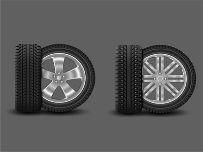 Summer and winter tyres car disk icon mechanic realistic summer tire vector wheel winter