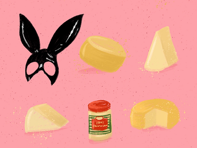 Parmesana Grande album ariana grande bunny mask cheese cheese wheel dangerous woman design food hand drawn mask musician pink pop music procreate app pun puns texture