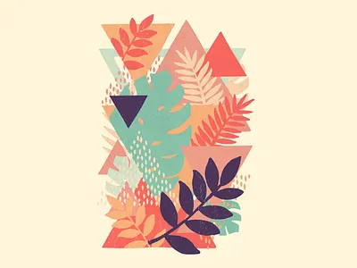 Bermuda Triangles abstract chill floral geometric jungle leaves pastel colors shapes tropical tshirt