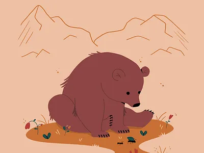 bear in the mountains. 2d aftereffects animation character design gif graphicdesign illustration minimal motiondesign motiongraphics photoshop plants women