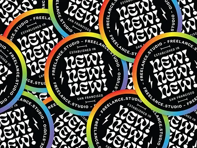 ✨NEW NEW NEW ✨ bones brand design brand identity branding colorful design studio identity lighting bolt rainbow rebrand san francisco sticker stickers studio typography