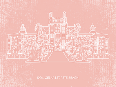 Don Cesar, St. Pete Beach, FL beach design florida graphicdesign hotel illustration linework monoweight pink