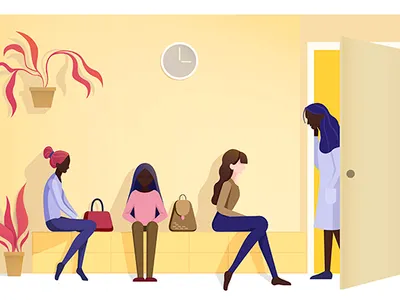 Turn to the doctor app design doctor flat flat design hospital illustration illustrator medicine minimal people turn vector