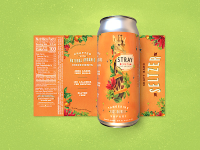 Stray Forth Tangerine Passionfruit 16 oz. art direction branding can design collage design identity illustration packaging packaging design planet propaganda