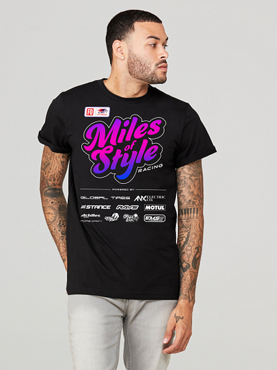 Miles of Style T-Shirt apparel branding cars design drifting illustration lettering logo merch merch design racing tshirt typography vector