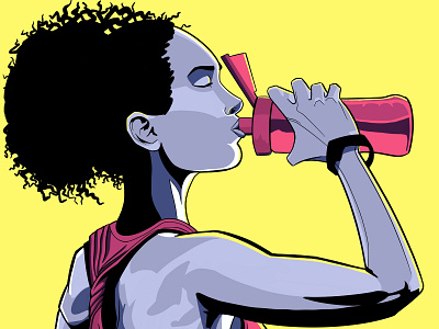 Staying Hydrated Yellow digital art digital illustration drawing illustration