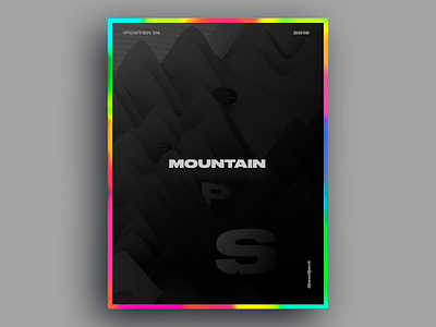 Mountain space Poster 3d branding c4d challenge design everyday gradient graphic design poster typography