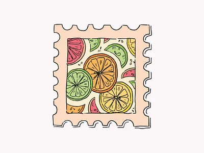 🍊 🍋 📬 citrus digitalart fruit grapefruit illustration illustrator lemon lime orange photoshop stamp summer wacom whimsical
