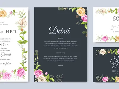 wedding invitation card with beautiful flowers and leaves beautiful bouquet card decoration decorative design elegant floral flower frame illustration invitation invite leaf plant romantic spring vector vintage wedding