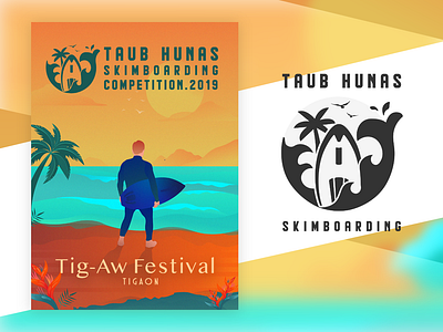 Taub Hunas Skimboarding Competition logo design poster poster design skimboarding surf