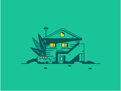 A warm house car house spring