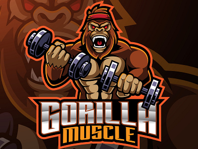 Gorilla muscle mascot logo design animal logo branding design esport esports game design gorilla graphic design illustration logo mascot logo