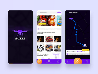 Drone Delivery App animation app app design application drone drones food food delivery illustration interface mobile delivery sketch ui