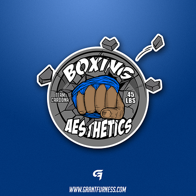 GYM BOXING FIST BARBELL PLATE LOGO barbell boxing branding clean design fist gym app icon identity illustration illustrator lettering logo logo design plate typography vector