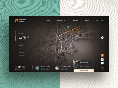 Pergamum University Map bold college dark education landing map minimal school serif ui university ux website