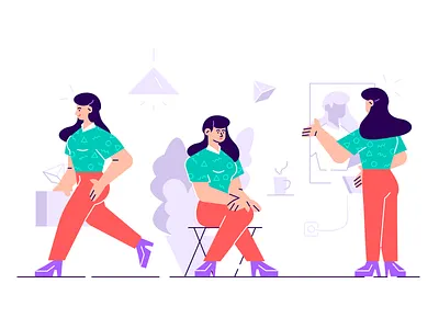Character at work business business people character design employer female flat girl girl character home hr human resources illustration manager office people tablet vector woman worker