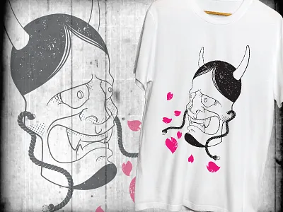 kabuki mask blossom grunge kabuki mascot mask sakura tshirt tshirt art tshirtdesign tshirts vector