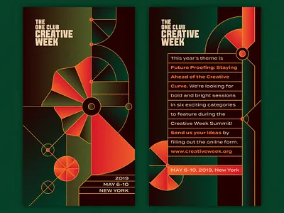 The One Club Creative Week Message System 2 adc art directors club branding construction creative week design flexible layouts gradient icon gradients graphic design grid grid system instagram post instagram stories logo minimalist new york responsive typography vector