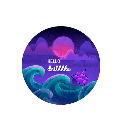 Hello Dribbble design dribbble flat hello hellodribbble illustration logo vector wave
