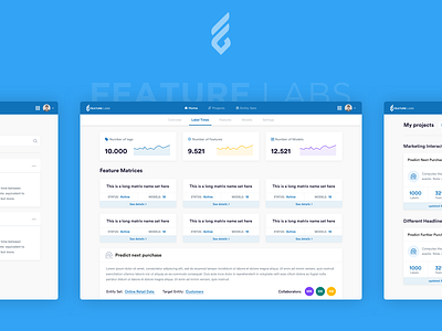 FeatureLabs - Web Application Design blue clean dashboard design layout machine learning simple ui ux web app web application