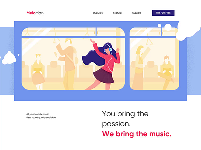 Landing page - MeloMan animation clean colors design illustration landing minimal ui ux web