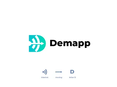 Demapp app branding d data icon internet letter logo mark monogram vector