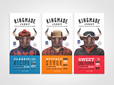 Kingmade Jerky 1 oz Packaging beef jerky kingmade layout logo design package packaging packaging design pga