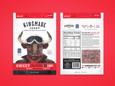 Kingmade Jerky Packaging Sweet Chili Pepper beef jerky design kingmade layout package packaging pga typography