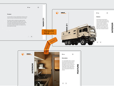 KRUG XP, introduction on website car expedition interior man offroad slider trip truck ui ux website
