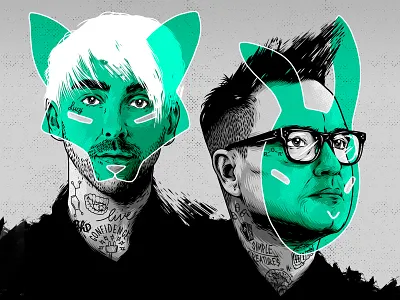 SIMPLE CREATURES album art album cover alex gaskarth band bearhand design character digital art fanart illustration mark hoppus musician portrait illustration portraiture simple creatures