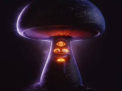 Mush Mush 3d c4d cinema 4d illustration mushroom photoshop psychedelic third eye trippy
