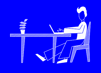 Man working illustration adobe illustrator behance blue design dribbble graphic graphicdesign illustration illustration design laptop man working procreate twocolor wordpress