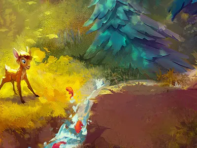 forest art character cute dezign drawing illustration mambeskaart painting