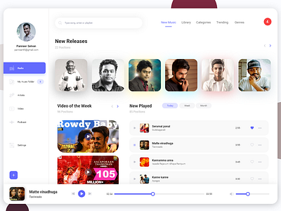 Music Player Dashboard - Daily UI Challenge daily daily 100 challenge daily ui dailyui dashboard desktop desktop app desktop application music app music app ui music application music player music player app music player ui player video video app video player web app