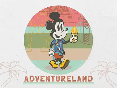 Dole Whip Mickey in Adventureland adventureland disney disney world dole whip florida for fun graphic design illustration lanyard mickey mouse orlando palmtree summer