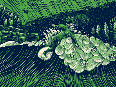 Snake River Pale Can Art beer can hops illustration label packaging river snake surfing wyoming