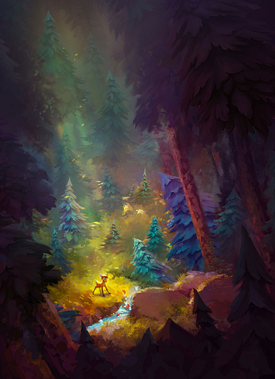 forest art character color cute environment fantasy game illustration monster plants