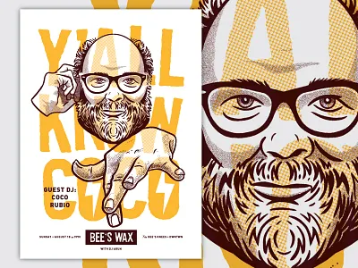 I KNOW COCO halftone illustration poster