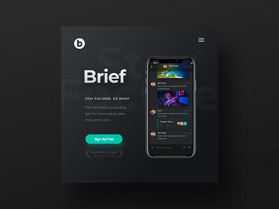 Brief App Dark Mode & WordPress Website branding design brief figma minimalist product design uxui wordpress design