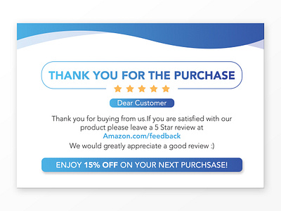 Amazon Thank You Card Design, Product Insert, Package Insert amazon amazon fba amazon fba seller amazon thank you card blue blue gradient business business card business card design card design clean corporate design creative custom design gradient minimal package deisgn photoshop product insert